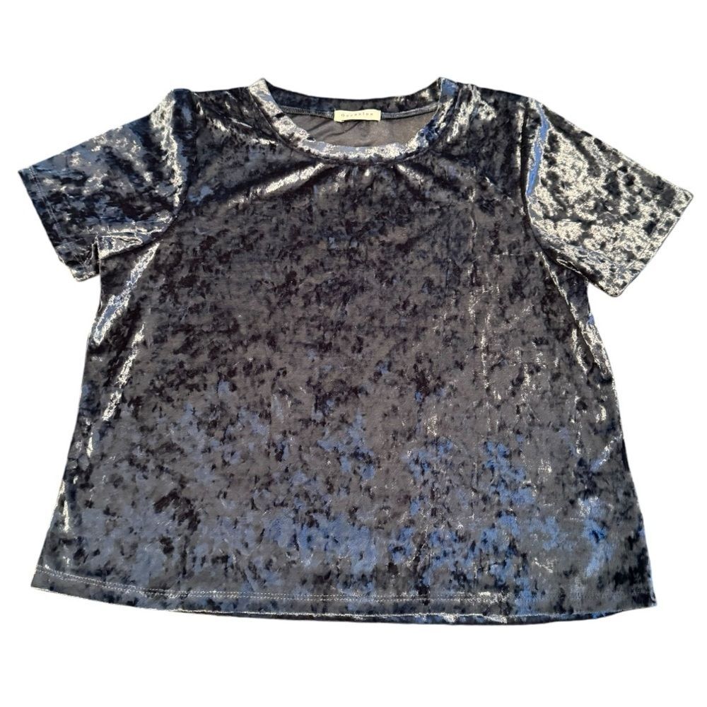 Occasion Womens Top Size L Faux Velvet Shiny Round Neck Classic Blouse​